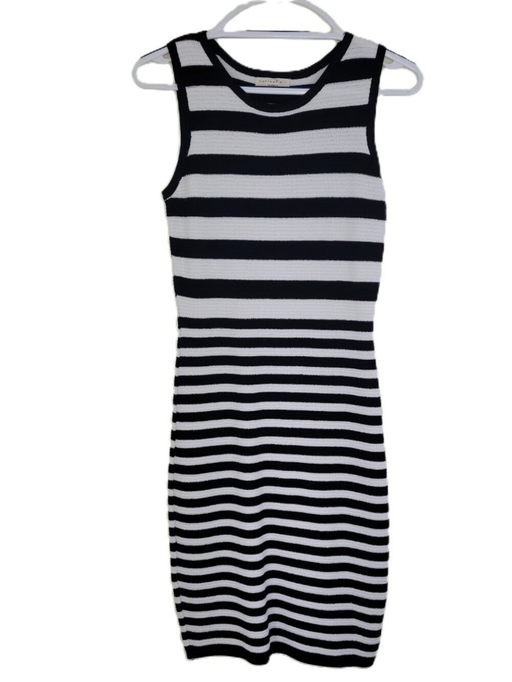 Anthroplogie Current Air Striped Textured Dress Navy & White Women's Size M